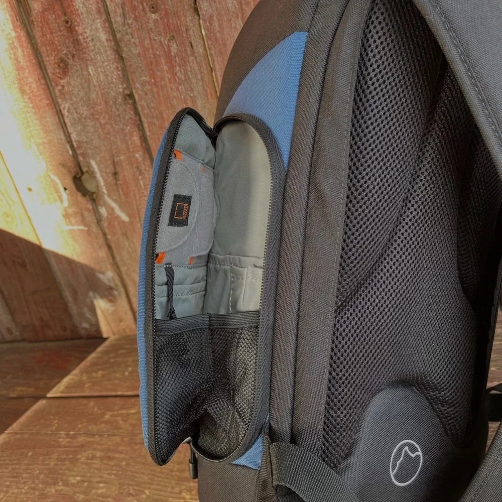Lowepro Camera Gear Backpack Blue Black Padded Compartments Adjustable Straps